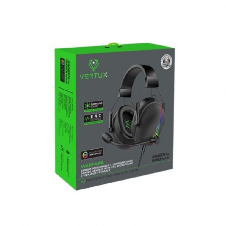 Auricular Headset Vertux Warfare Auriculares Gaming 7.1 Cancelación de Ruido Retroalimentación Hápti