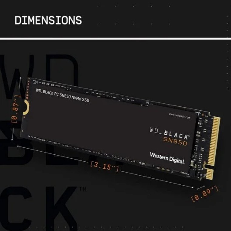 WD Black SN850 1TB SSD NVMe M.2 PCIe 4.0 sin Disipador Térmico