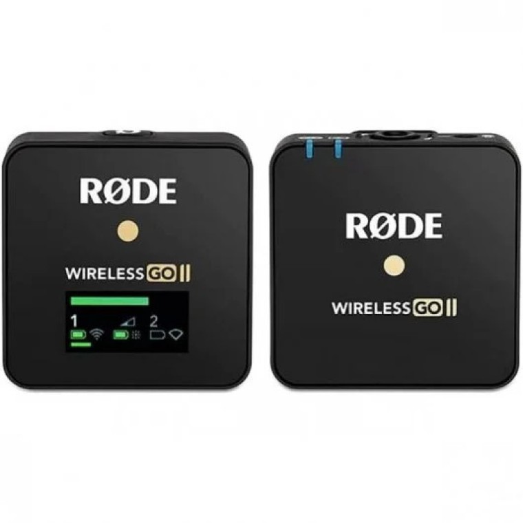 Rode Wireless Go II Solo Transmisor Sistema de Micrófono Inalámbrico Dos Canales con Micrófono Incor