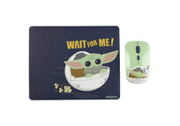 Disney Star Wars The Mandalorian Baby Yoda Pack Ratón Inalámbrico 1600 DPI + Alfombrilla