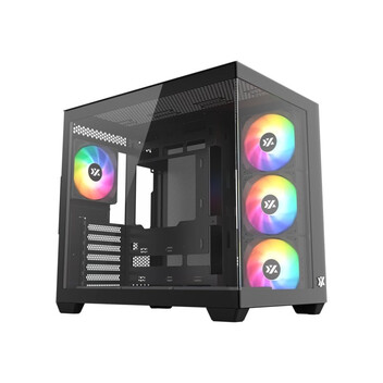 Torre PC Chasis XYZ TESSERACT X ATX Vidrio Templado 7x120mm ARGB PWM Dual Cámara USB-C Negro/Blanco