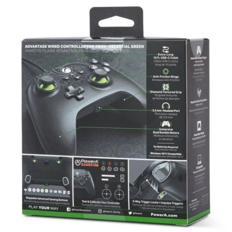 PowerA Advantage Mando con Cable Negro/Verde para Xbox Series X/S