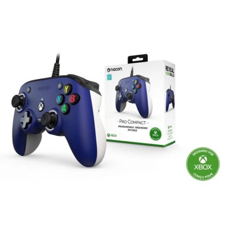 Nacon Pro Compact Controller Mando con Cable Azul para PC/Xbox One/Xbox Series