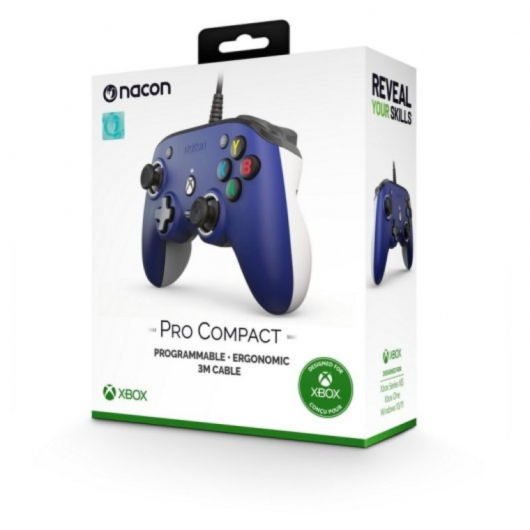 Nacon Pro Compact Controller Mando con Cable Azul para PC/Xbox One/Xbox Series