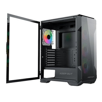 Torre PC Caja PC Gaming Keep Out XC-901 PRO Cristal Templado ARGB ATX/E-ATX/Micro-ATX/ITX Negra