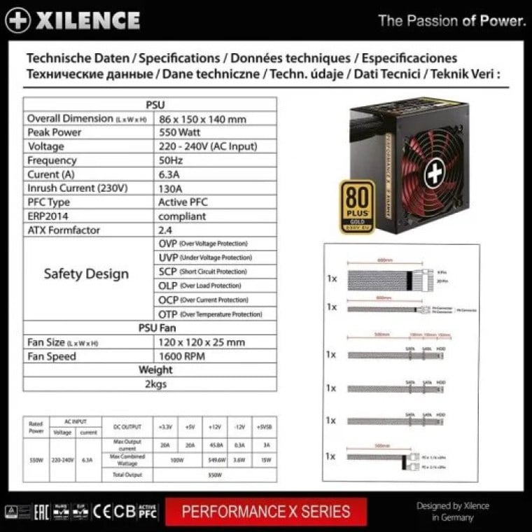 Xilence XN071 Performance X 550W 80 Plus Gold