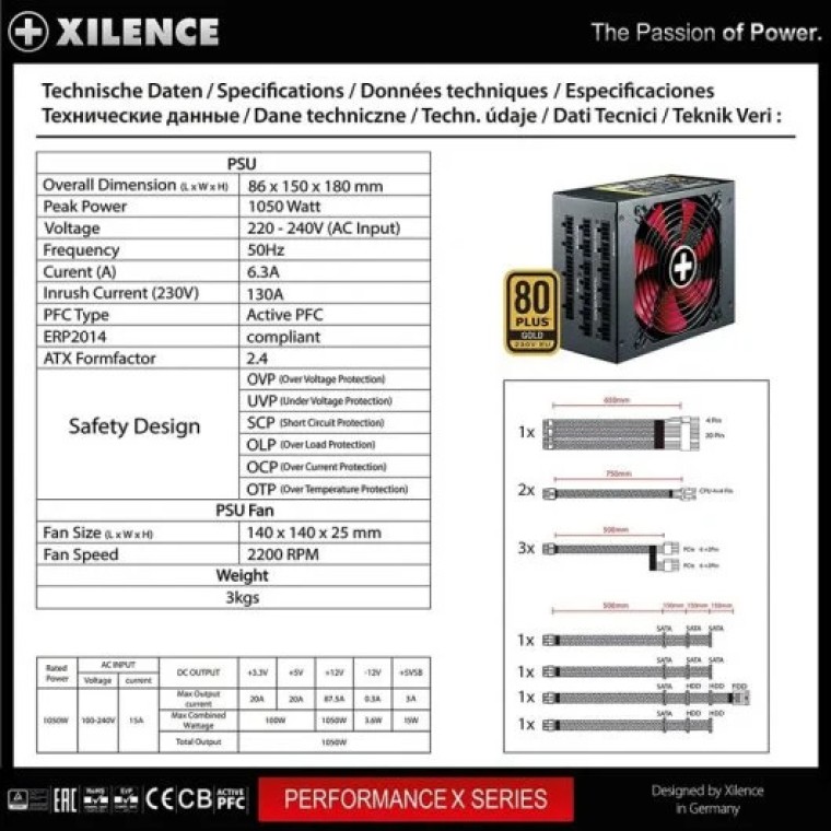 Xilence XN072 Performance X 1050W 80 Plus Gold