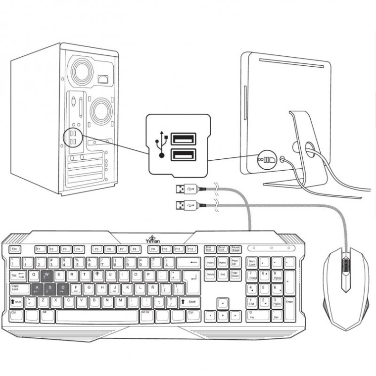 Yeyian Phoenix YC1001/PS1001 Serie 1001 Combo Teclado + Ratón Gaming