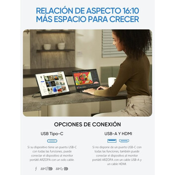 Monitor Arzopa Z1RC 16" LED IPS QHD 2.5K FreeSync USB-C