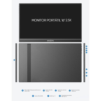 Monitor Arzopa Z1RC 16" LED IPS QHD 2.5K FreeSync USB-C