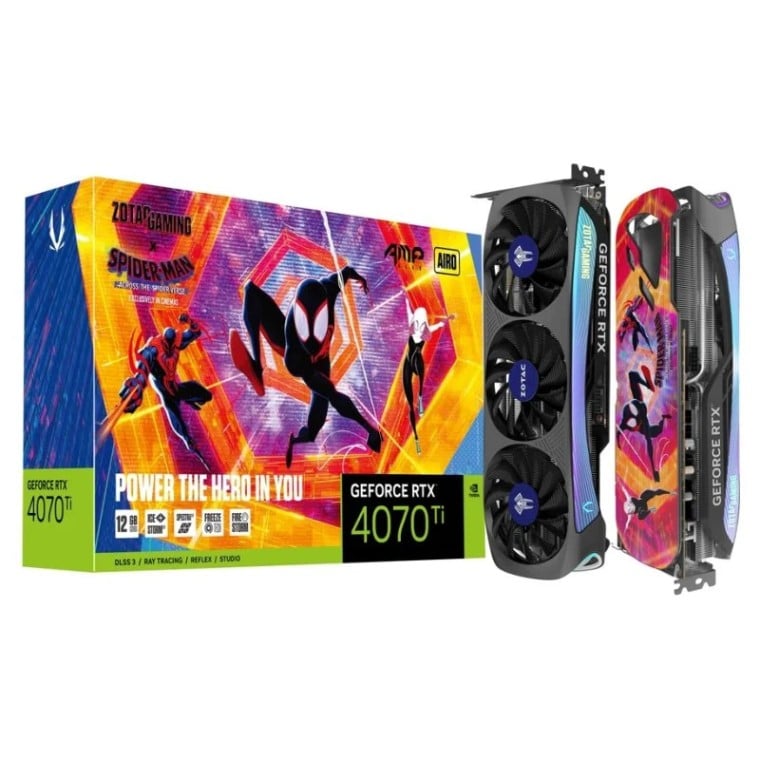 Zotac Gaming GeForce RTX 4070 Ti AMP AIRO Spider-Man Cruzando el Multiverso Bundle 12 GB GDDR6X DLSS